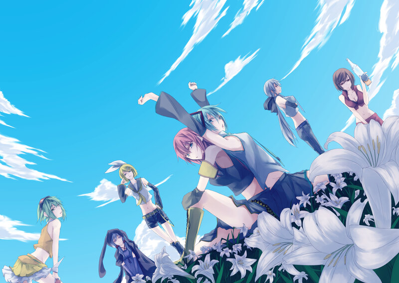 Anime Characters in Field — Blue, Serene