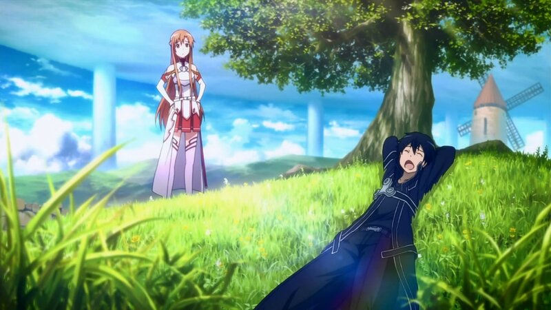Anime Characters in Field — Green, Serene