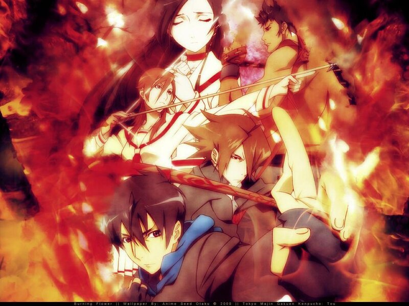 Anime Characters in Fire — Red, Dramatic