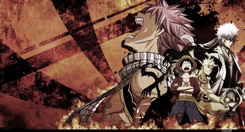 Anime Characters in Flames — Brown, Dramatic