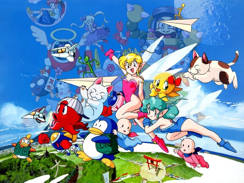 Anime characters in flight