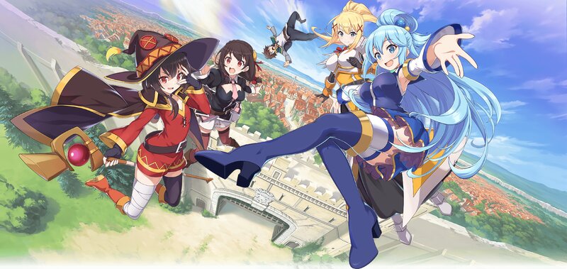 Anime Characters in Flight — Blue, Adventurous, Afternoon