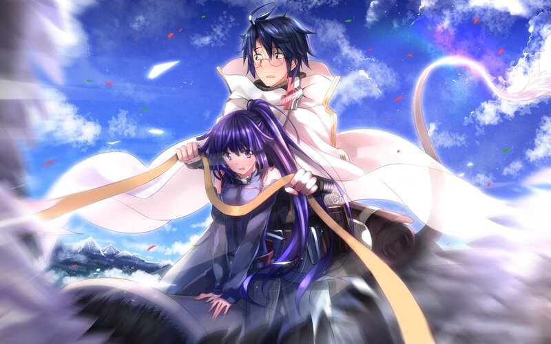 Anime Characters in Flight — Blue, Dramatic, Sky