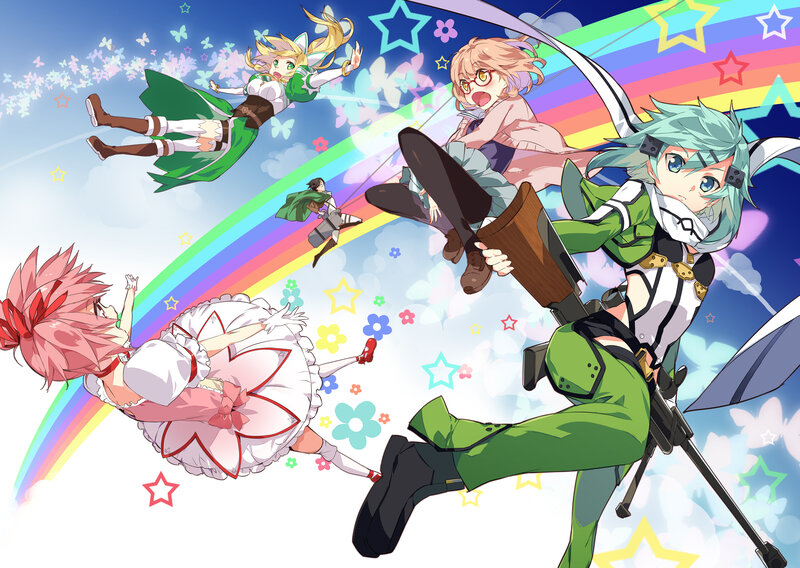 Anime Characters in Flight — Green
