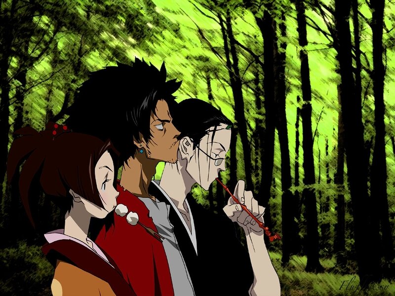 anime characters in forest