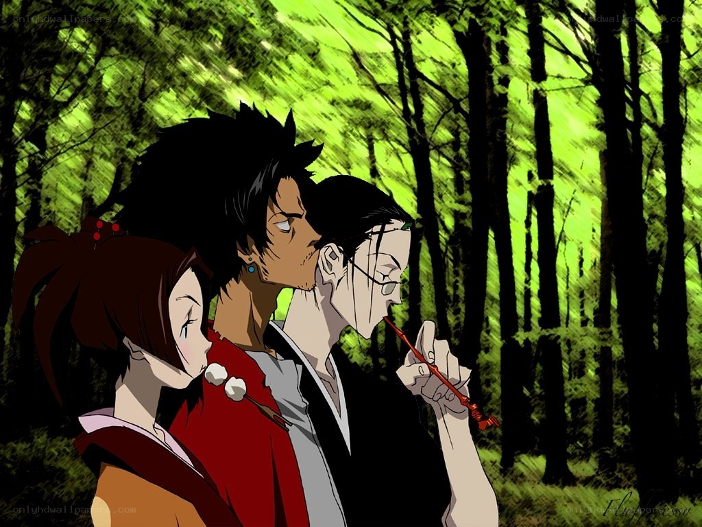 anime characters in forest