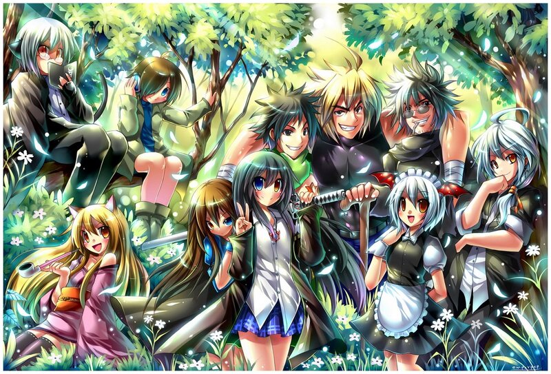 Anime Characters in Forest — Green, Bright