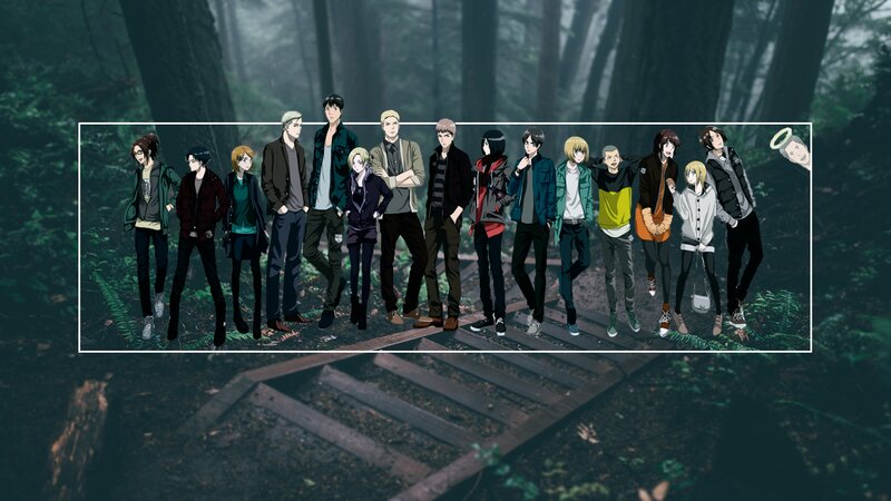 Anime Characters in Forest — Green, Dramatic, Wooden Path