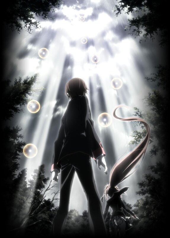 Anime characters in forest light