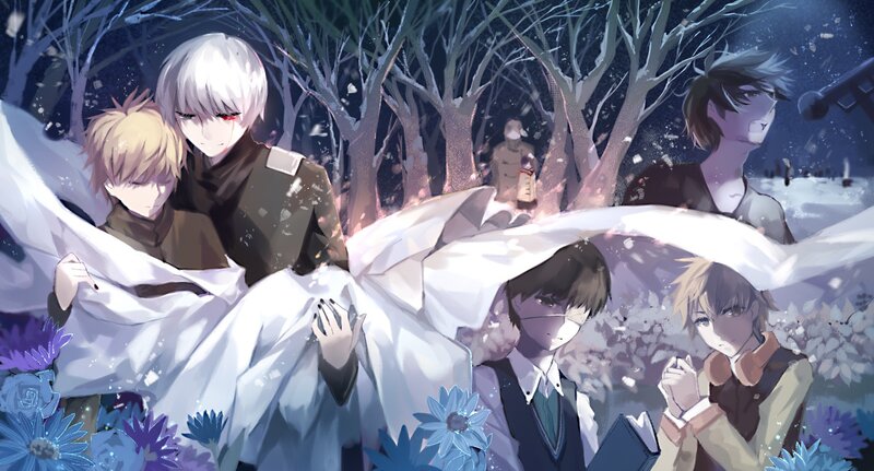Anime Characters in Forest — White