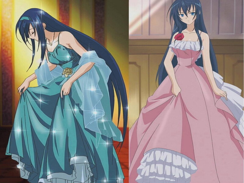 anime characters in formal gowns