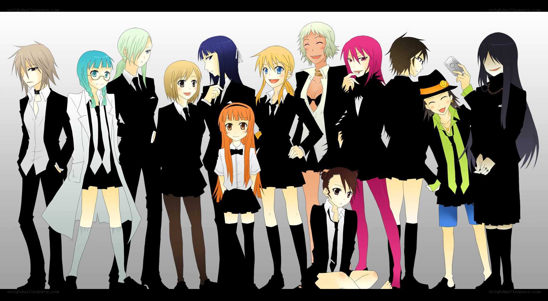 anime characters in formal wear