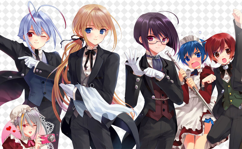 Anime Characters in Formal Wear — Black, Playful