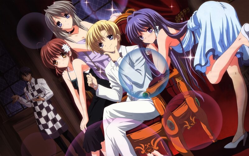 Anime Characters in Formal Wear — Purple, Dramatic, Night