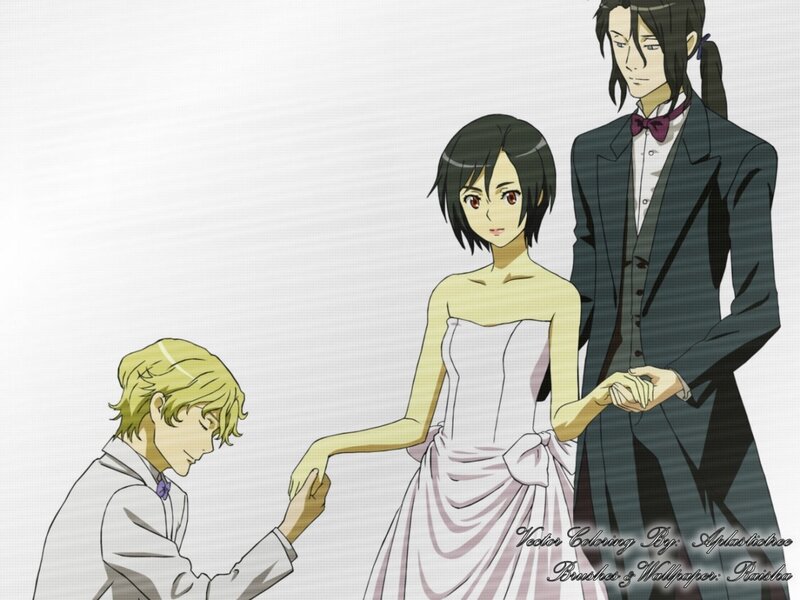 Anime Characters in Formal Wear — White, Dramatic, Formal Dress