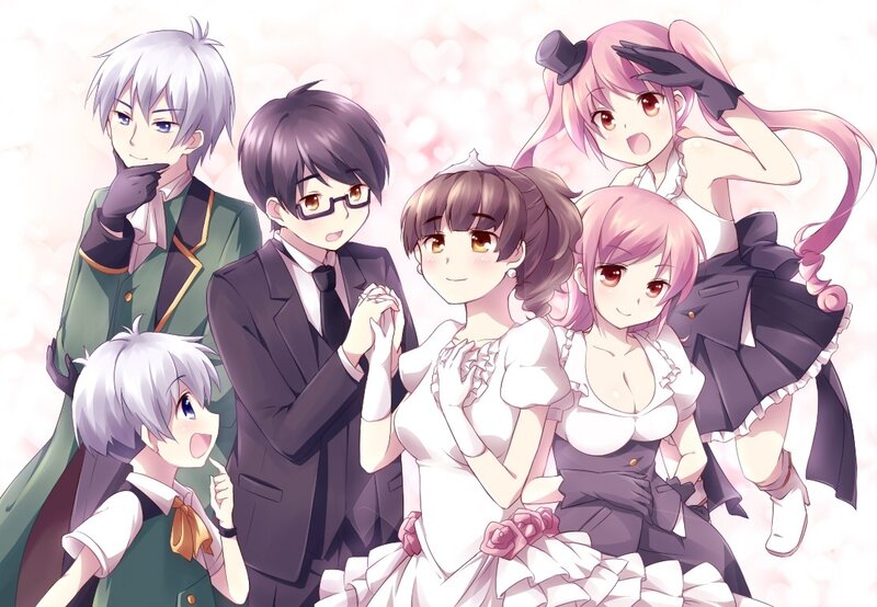 Anime Characters in Formal Wear — White, Joyful