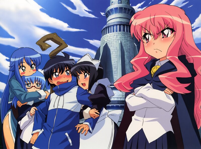 Anime characters in front of a tower