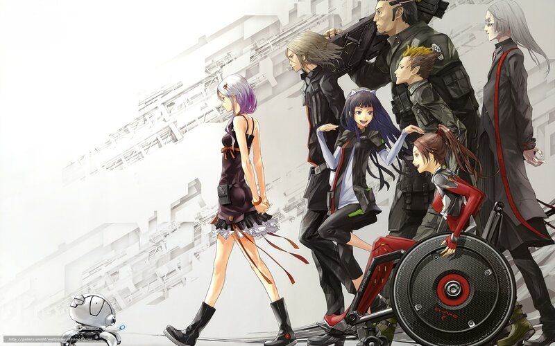 anime characters in futuristic setting