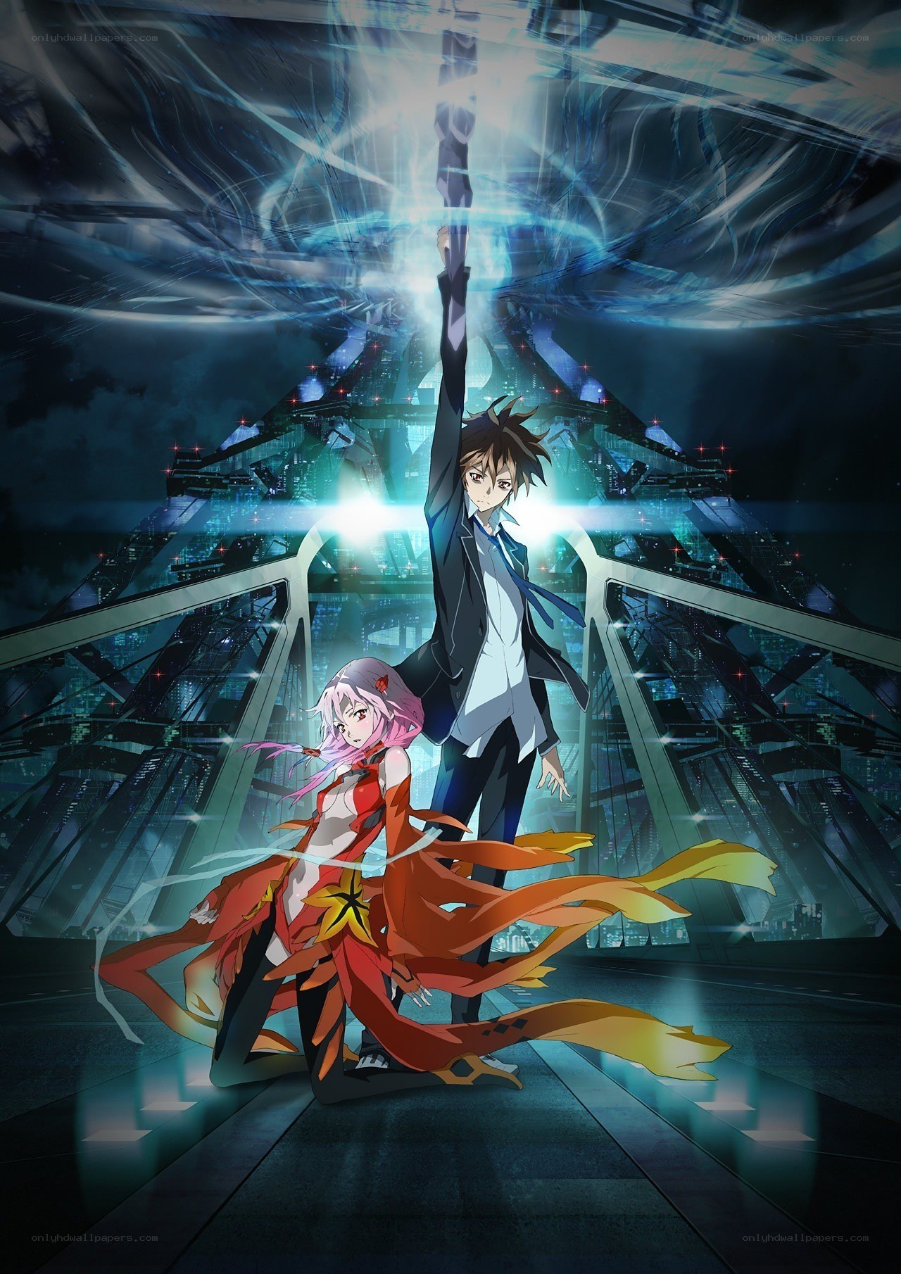 Anime characters in futuristic setting