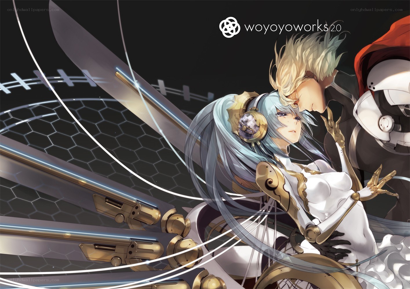 Anime characters in futuristic setting