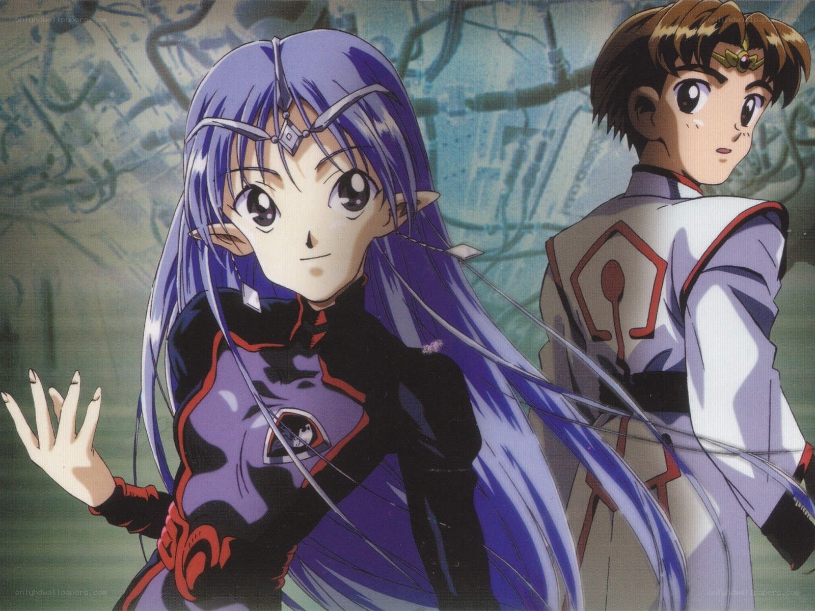 anime characters in futuristic setting