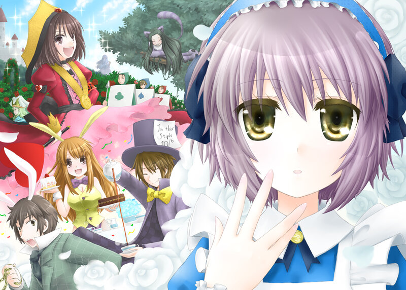 Anime Characters in Garden — Purple