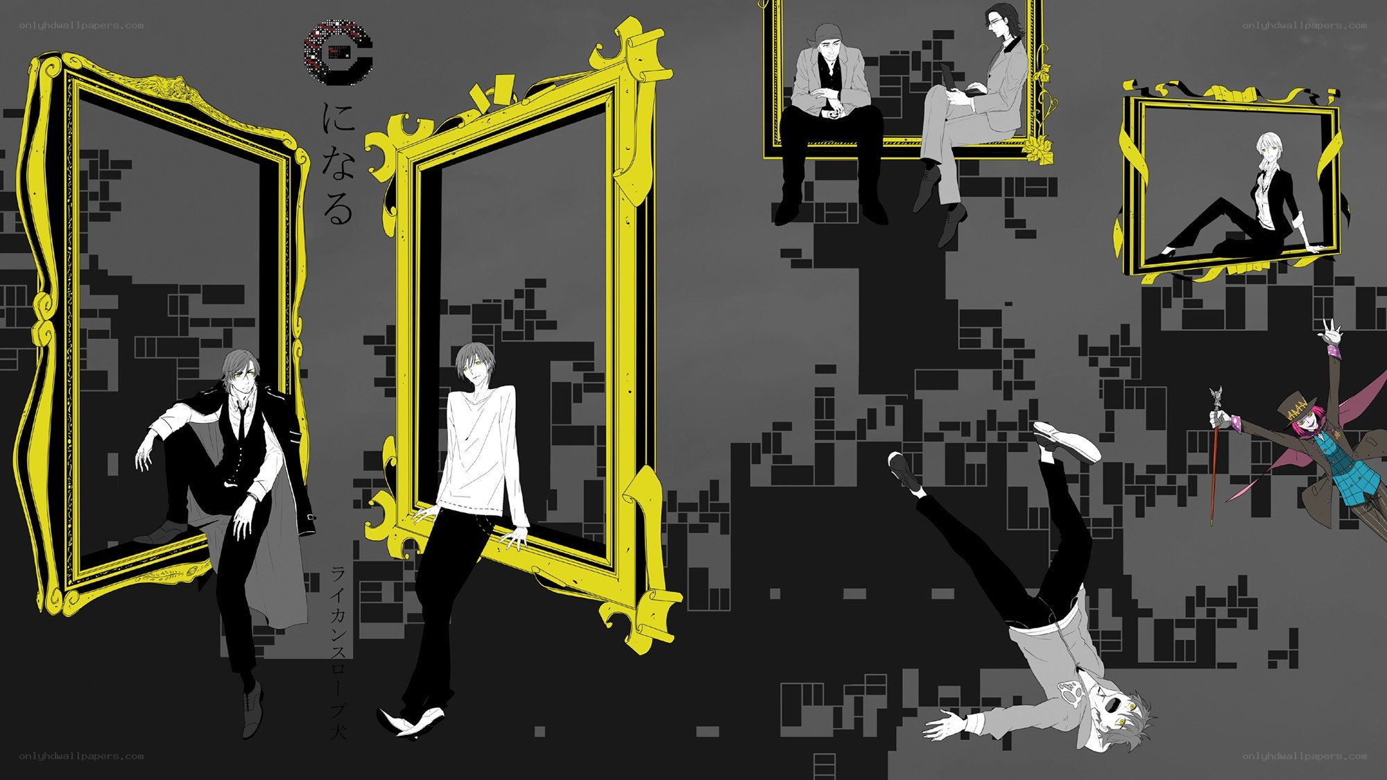 Anime characters in golden frames