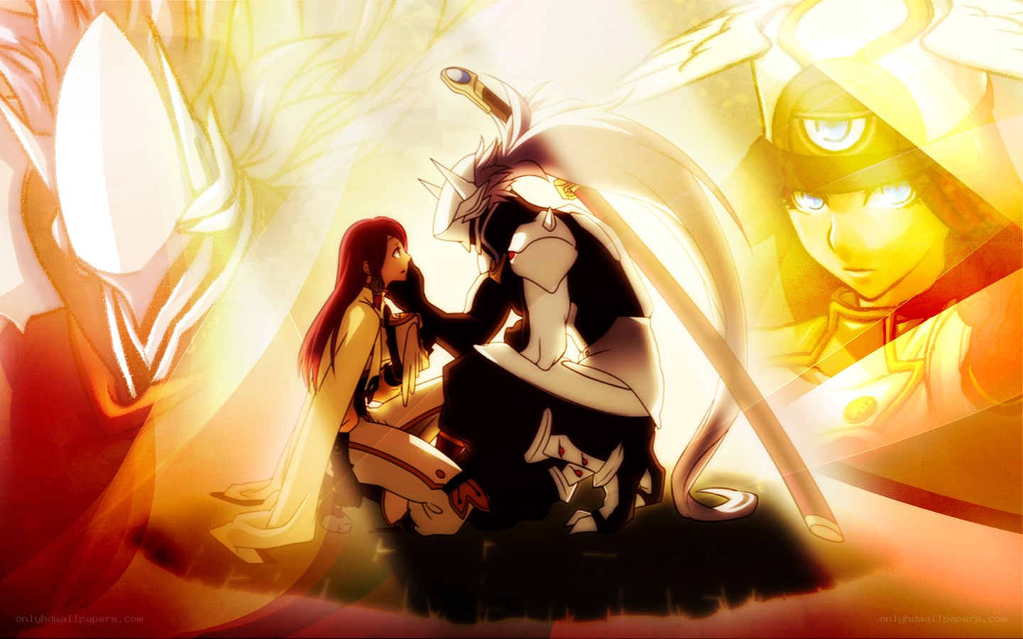 anime characters in golden light