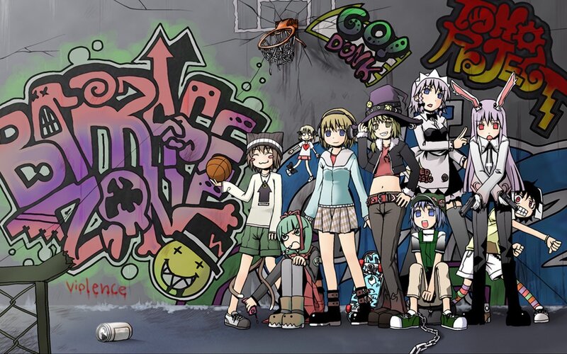 anime characters in graffiti alley