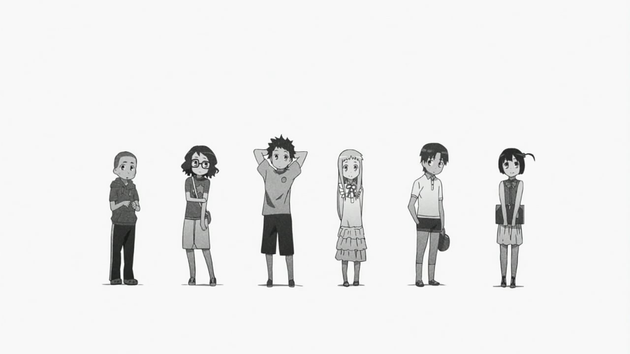 anime characters in grayscale