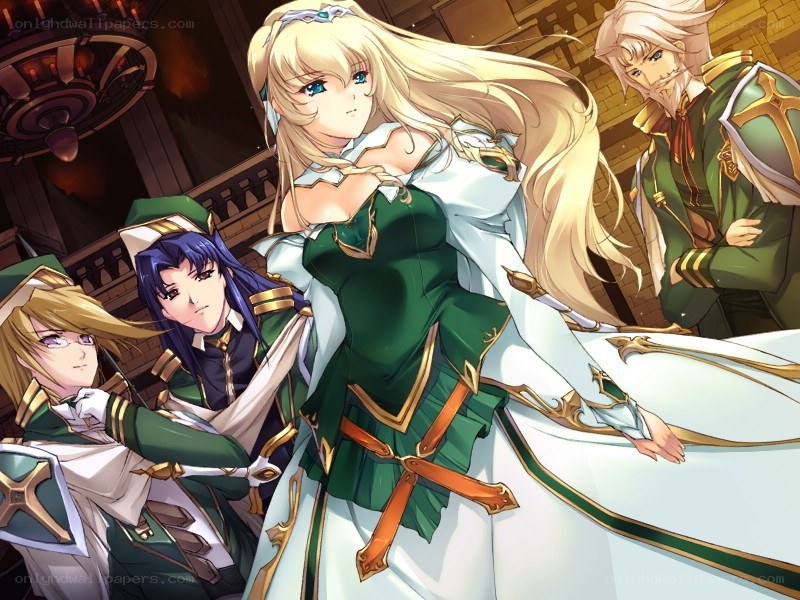 anime characters in green and white