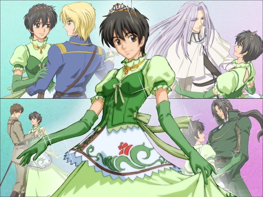 anime characters in green dress