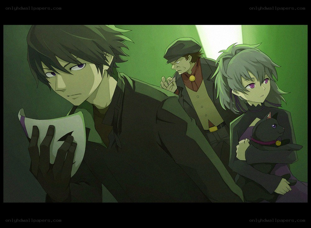 anime characters in green light