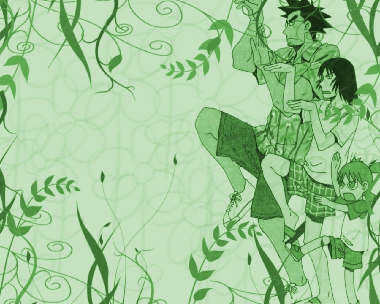 Anime characters in green vines
