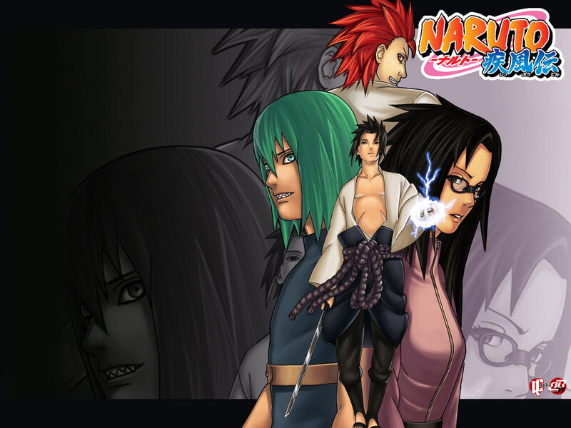 Anime Characters in Group — Black, Dramatic, Red Hair