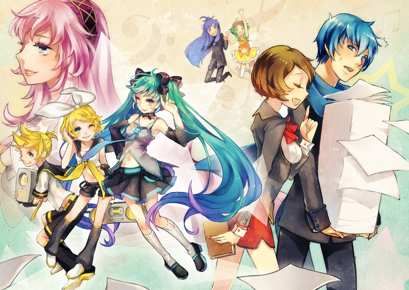Anime Characters in Group — Blue, Playful
