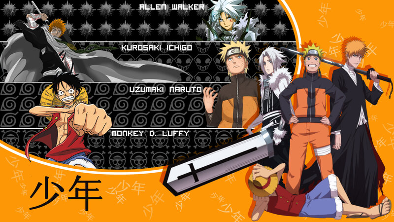 Anime Characters in Group — Orange, Action-packed, Dynamic