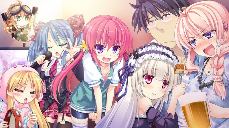 Anime Characters in Group — Pink, Cheerful