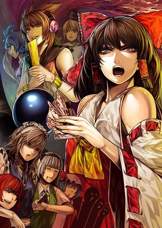 Anime Characters in Group — Red, Dramatic, Manga, Cards