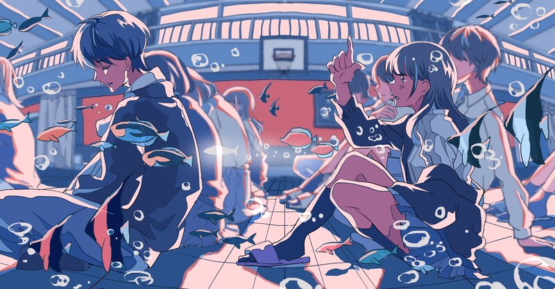 Anime Characters in Gym — Blue