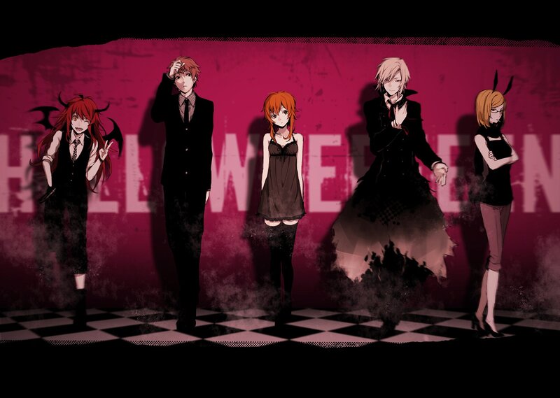 anime characters in Halloween costumes