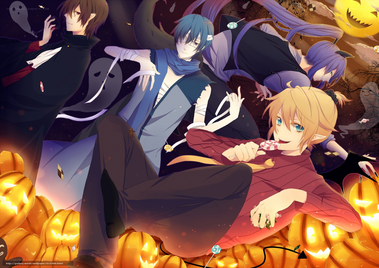 Anime characters in Halloween costumes