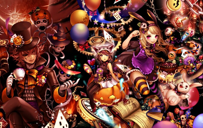 Anime Characters in Halloween Scene — Purple