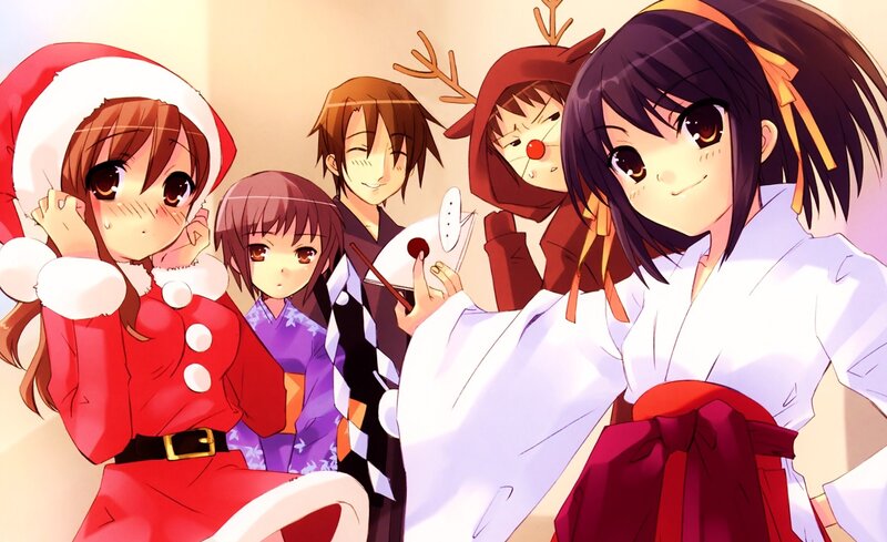 Anime characters in holiday costumes