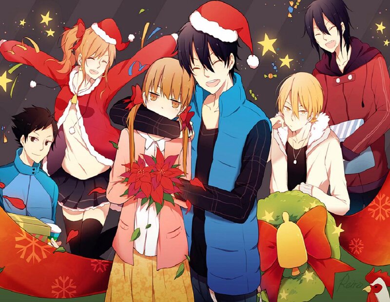Anime Characters in Holiday Outfits — Red