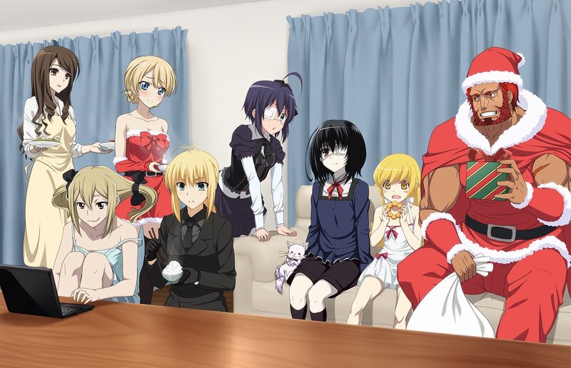 Anime Characters in Holiday Scene — Blue