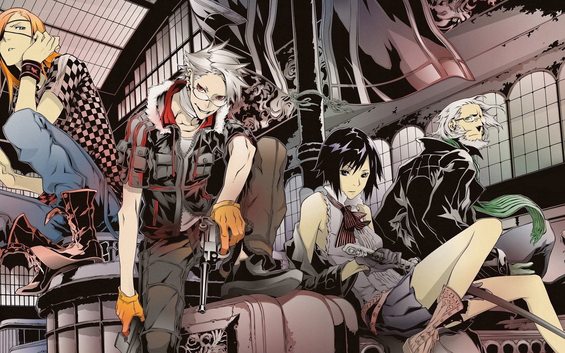Anime characters in industrial setting