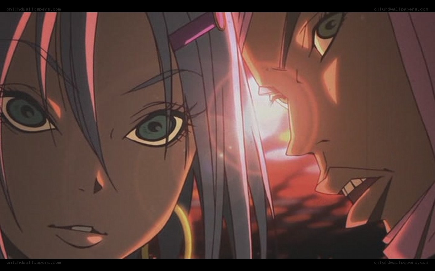 anime characters in intense moment