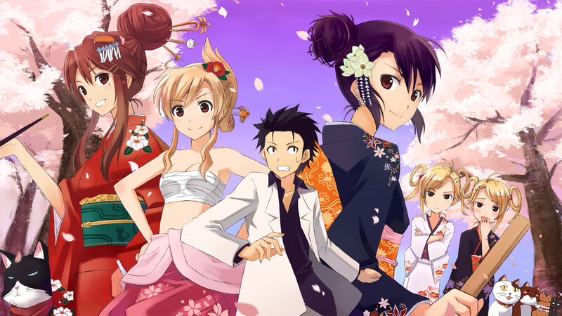Anime Characters in Kimono — Purple, Festive