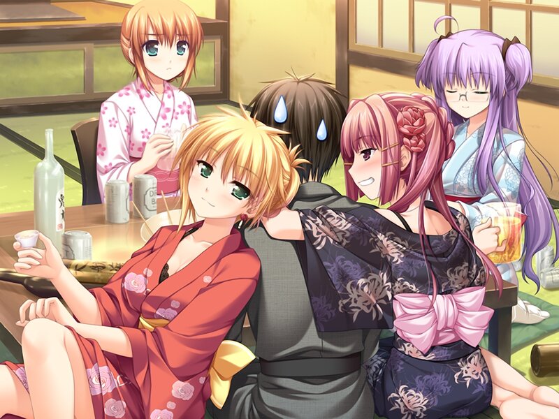 Anime Characters in Kimono — Red